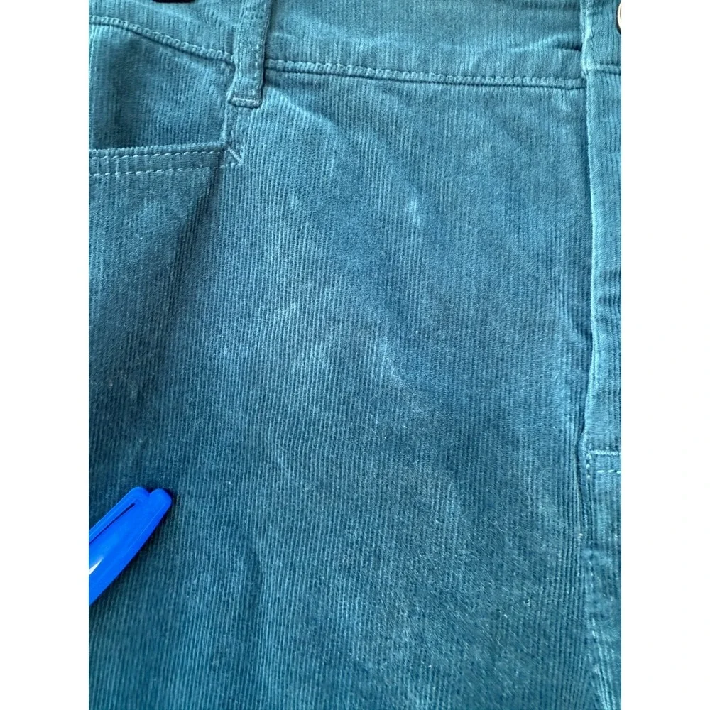 Talbots Corduroy Pants Womens Sz 16P Green High Waist Straight Leg Dark Academic